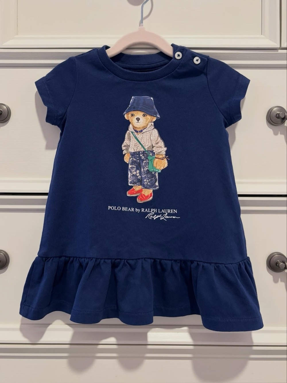 EUC Ralph Lauren Polo Bear Navy Dress in Size 3 Months